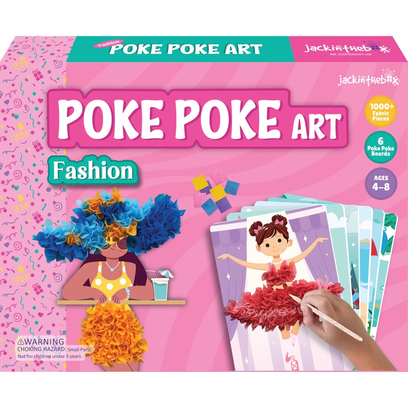 jackinthebox Poke Poke Art for Kids - Fashion Theme Dress Decorations Like Princess  Winter  Monsoon  Hawai  Beach  Ballerina  Mess-Free Sewing Art for Kids  Gift for Girls and Boys Ages 4 5 6 7 8 - Image 1